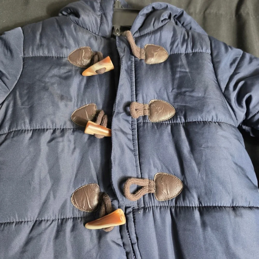 Love by Place Navy Blue Hooded Pram Suit Bunting 6-9 Months NWT Toggle Puffer
